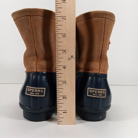 Sperry Duck Boots Women 11 Rain Blue Brown Side Zip STS98305 Outdoor - Picture 11 of 15